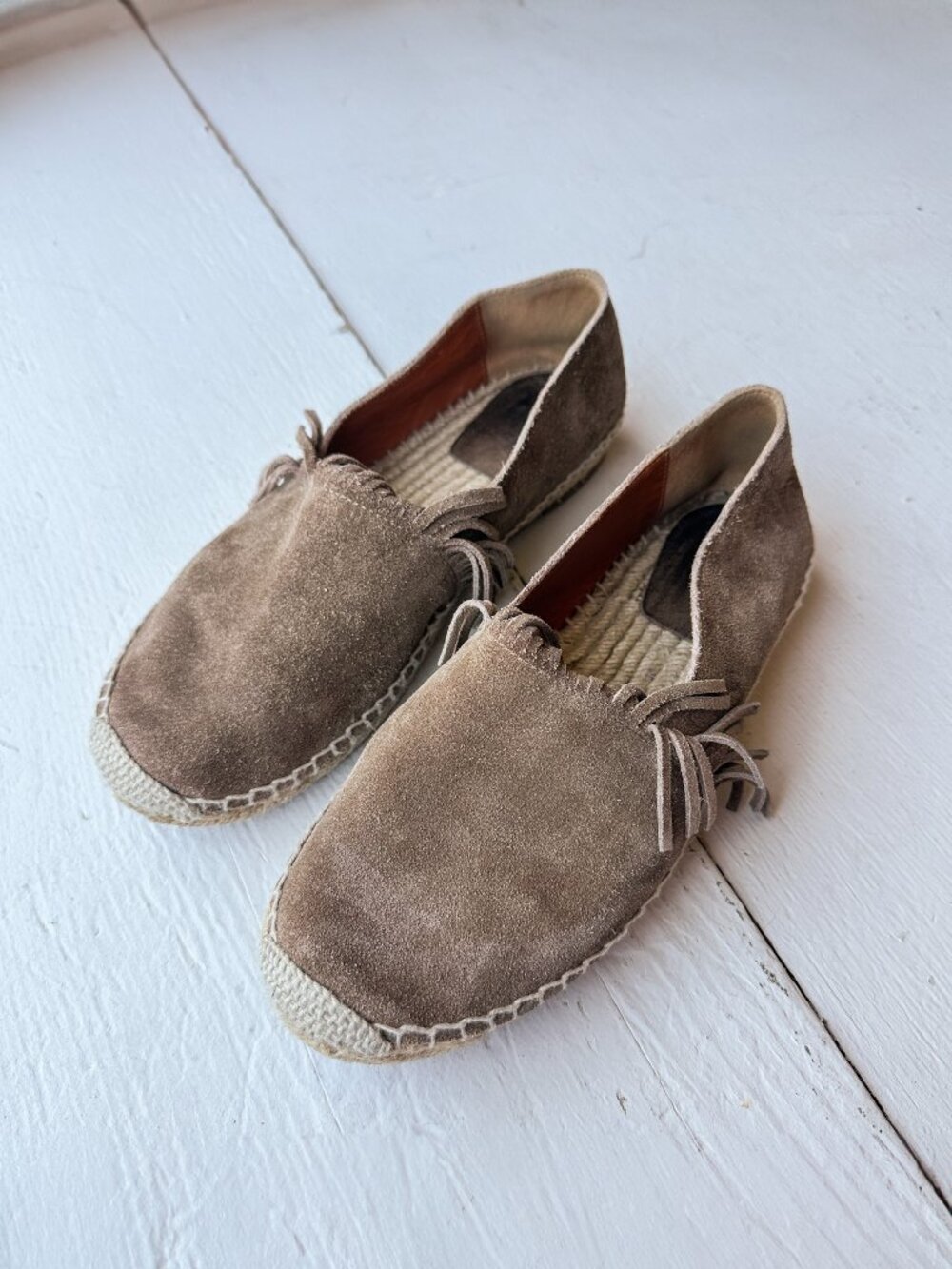 Chloe Suede Fringe Espadrilles - Size EU 38 US 8